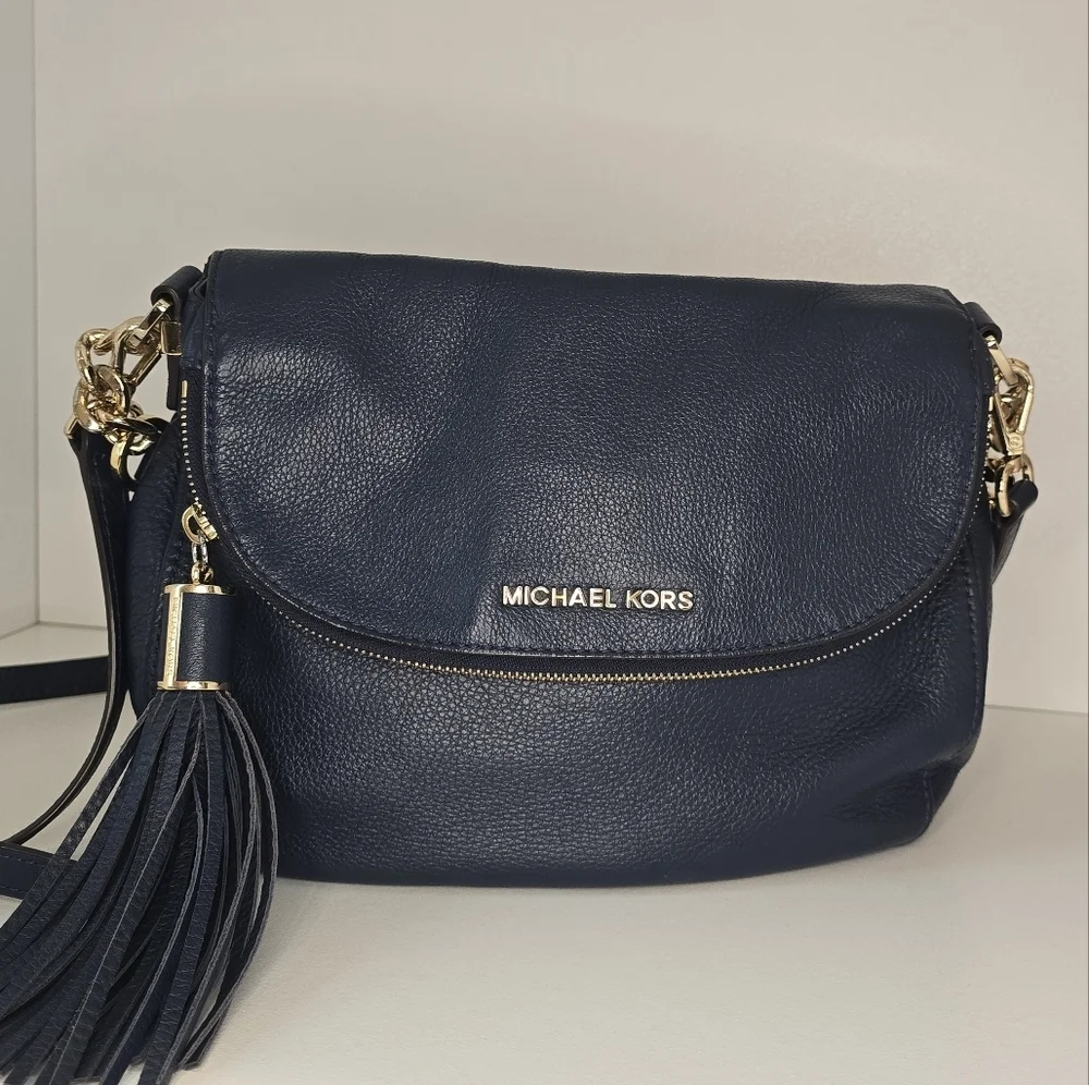 Michael Kors Navy Leather Crossbody Bag